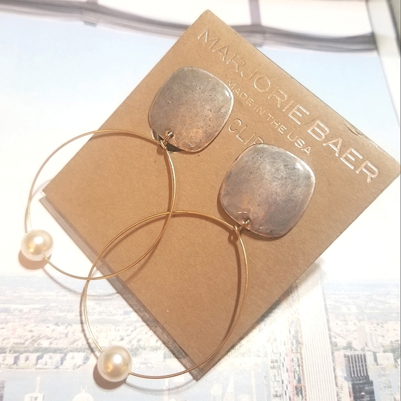 NEW Marjorie Baer Clip on Two Tone Earrings - Picture 2 of 6